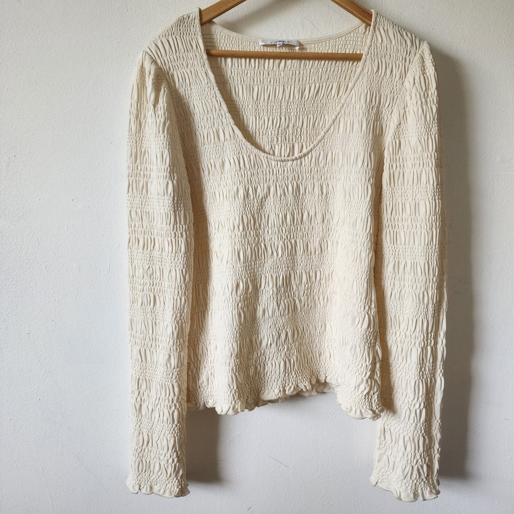 Womens Frame XL Long Sleeve Ivory Cream Textured